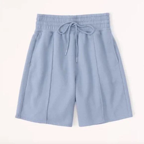 Abercrombie & Fitch Blue High Rise Tailored Fleece Shorts - Picture 1 of 8
